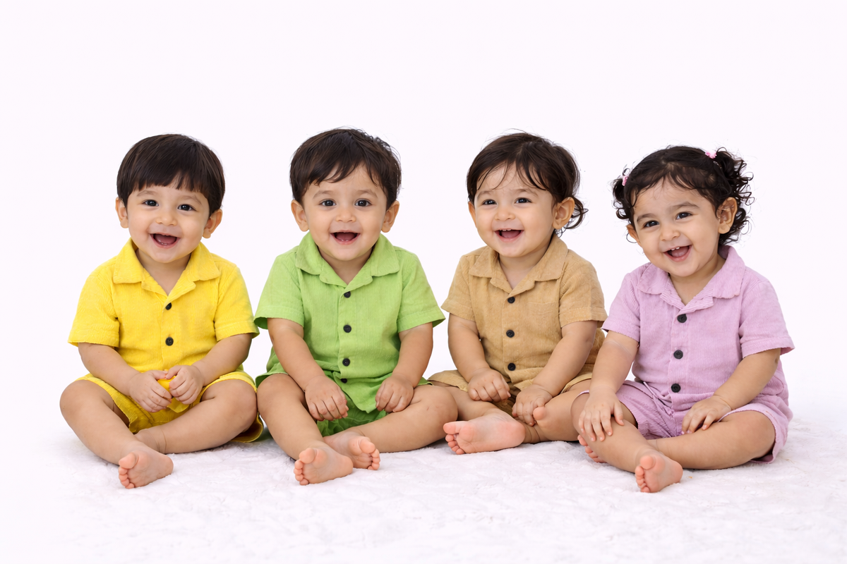 Lil Latte – Beige Solid Cotton Night Suit | 12–18 Months