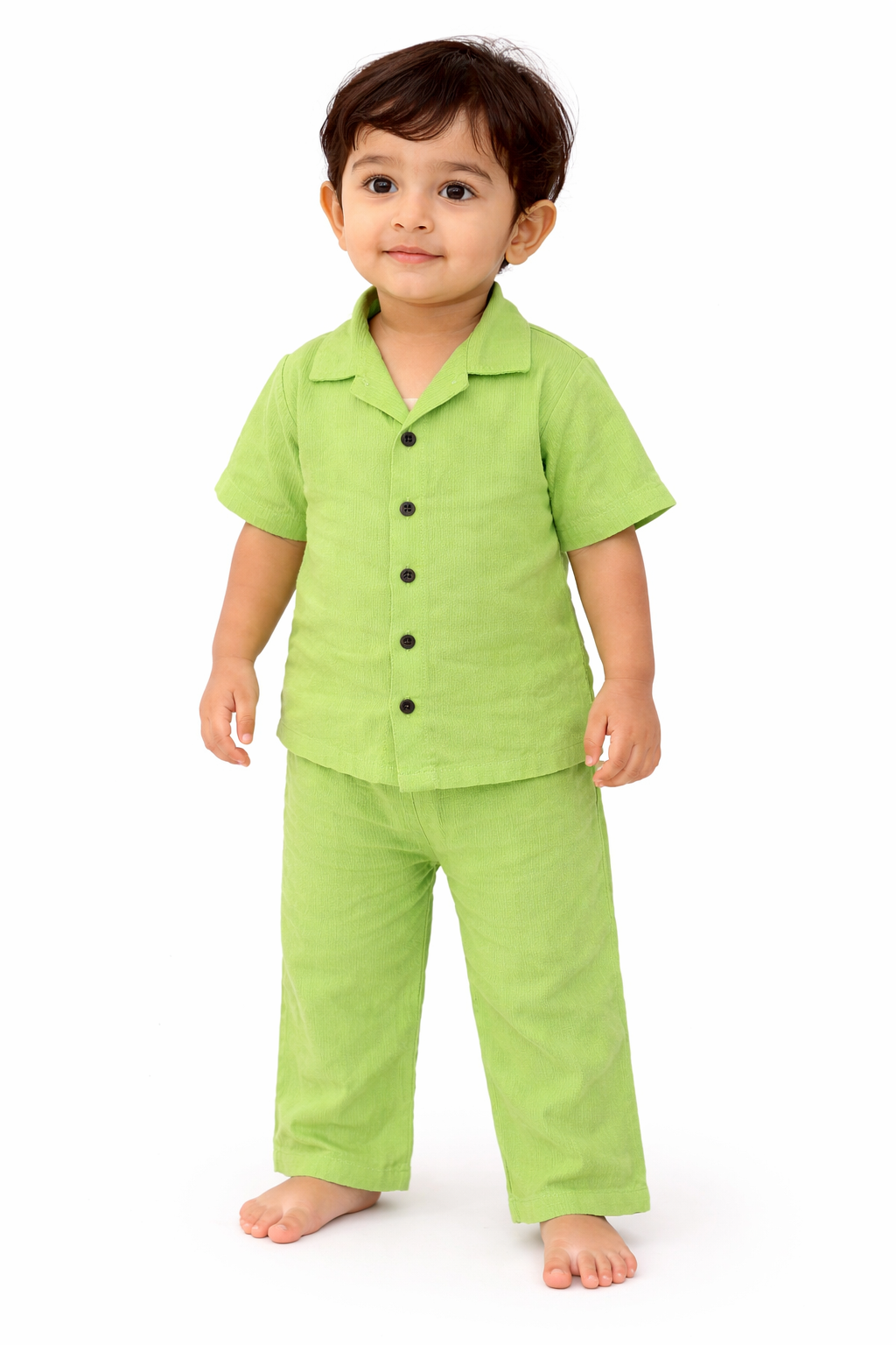 Lil Sprout – Green Solid Cotton Night Suit | 2–3 Years