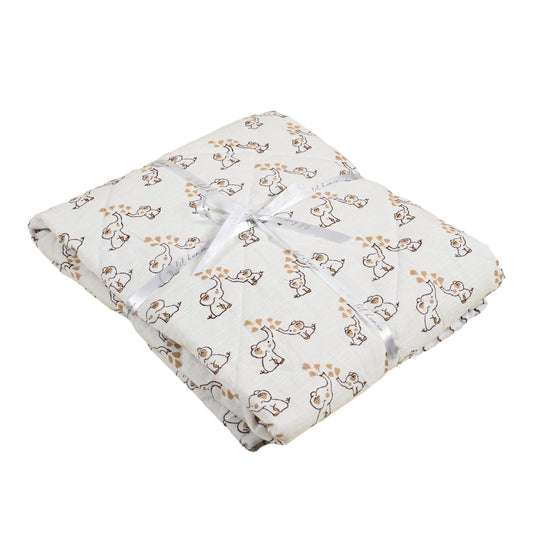 Jumbo & Jr. – Brown & Beige Elephant Block Printed Cotton Baby Quilt