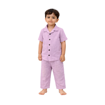 Lavender Dreams – Lavender Solid Cotton Night Suit | 2–3 Years