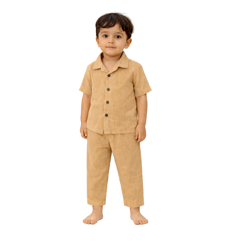 Lil Latte – Beige Solid Cotton Night Suit | 2–3 Years