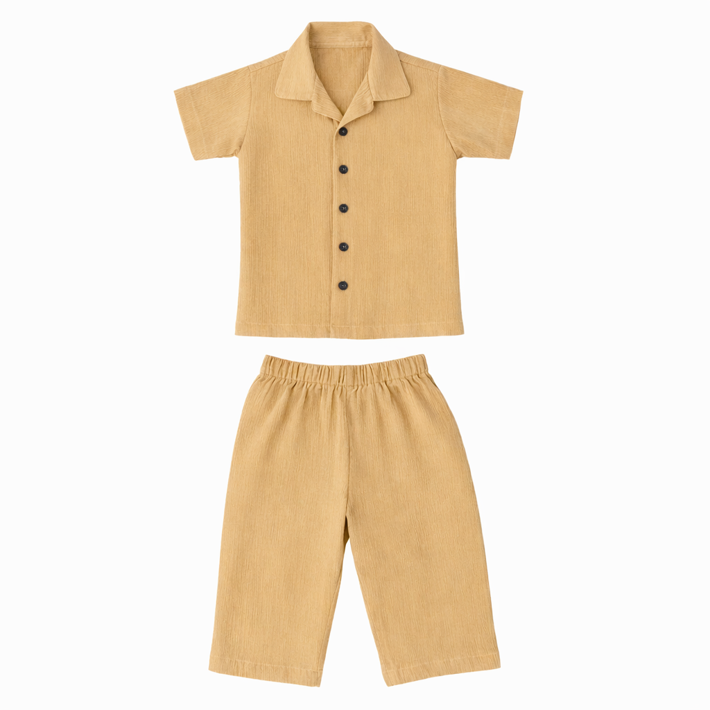 Lil Latte – Beige Solid Cotton Night Suit | 2–3 Years