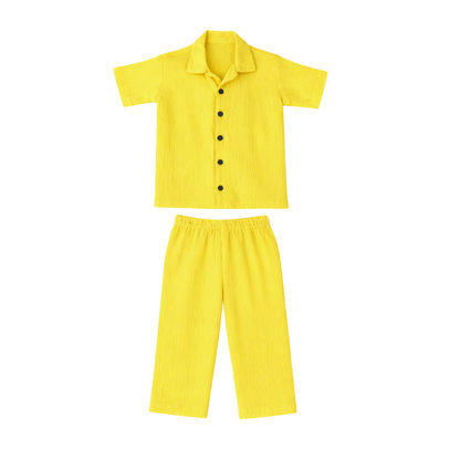 Sunny Days – Yellow Solid Cotton Night Suit | 2–3 Years