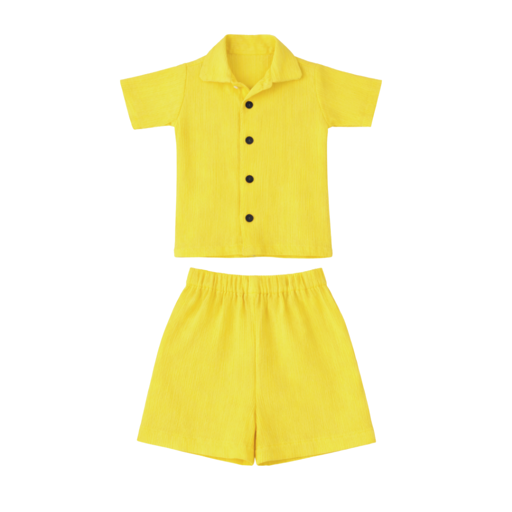Sunny Days – Yellow Solid Cotton Night Suit | 12–18 Months