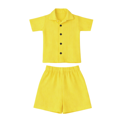 Sunny Days – Yellow Solid Cotton Night Suit | 12–18 Months