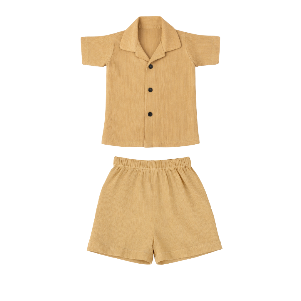 Lil Latte – Beige Solid Cotton Night Suit | 6–12 Months