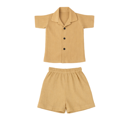 Lil Latte – Beige Solid Cotton Night Suit | 6–12 Months
