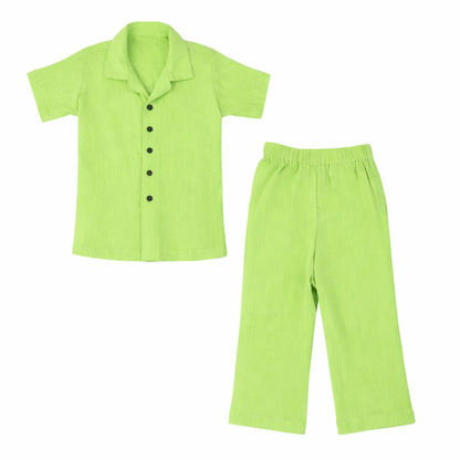 Lil Sprout – Green Solid Cotton Night Suit | 2–3 Years