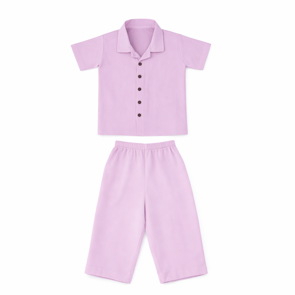 Lavender Dreams – Lavender Solid Cotton Night Suit | 2–3 Years