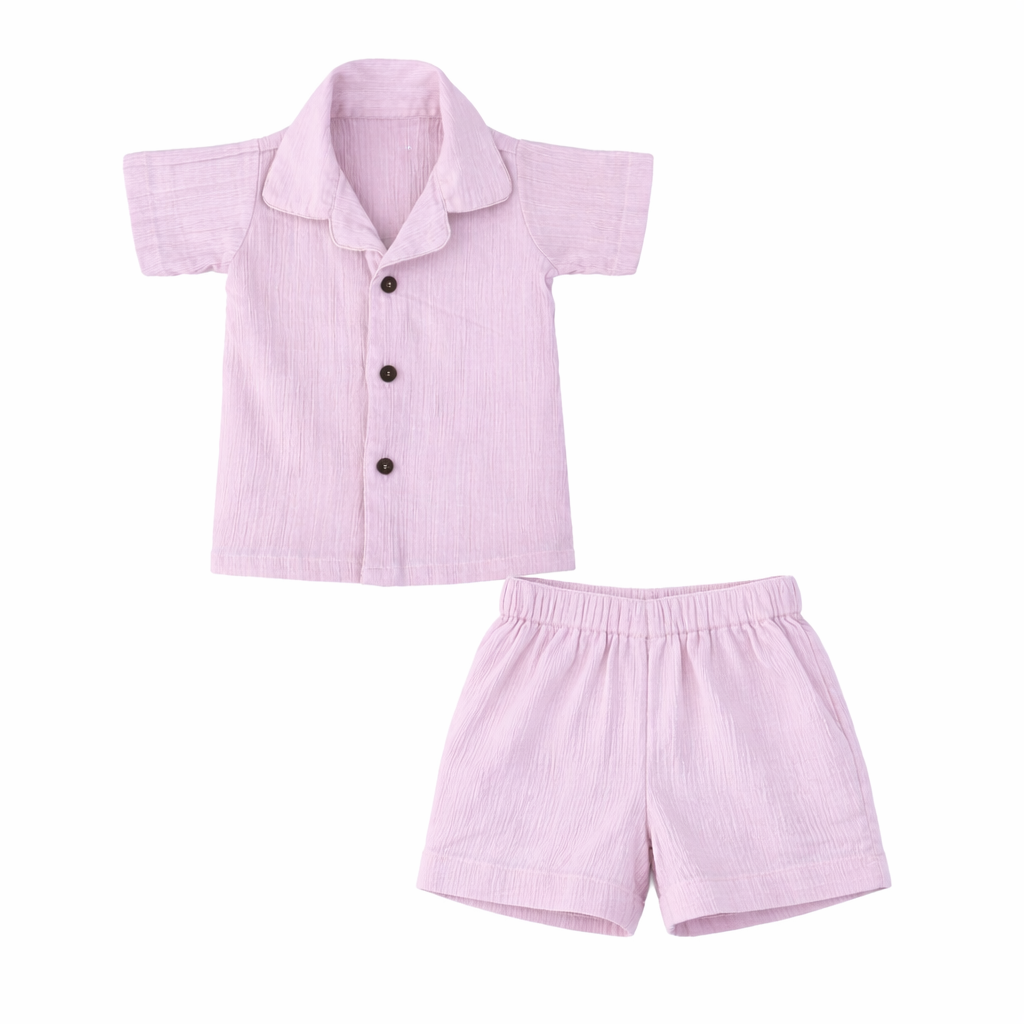 Lavender Dreams – Lavender Solid Cotton Night Suit | 6–12 Months