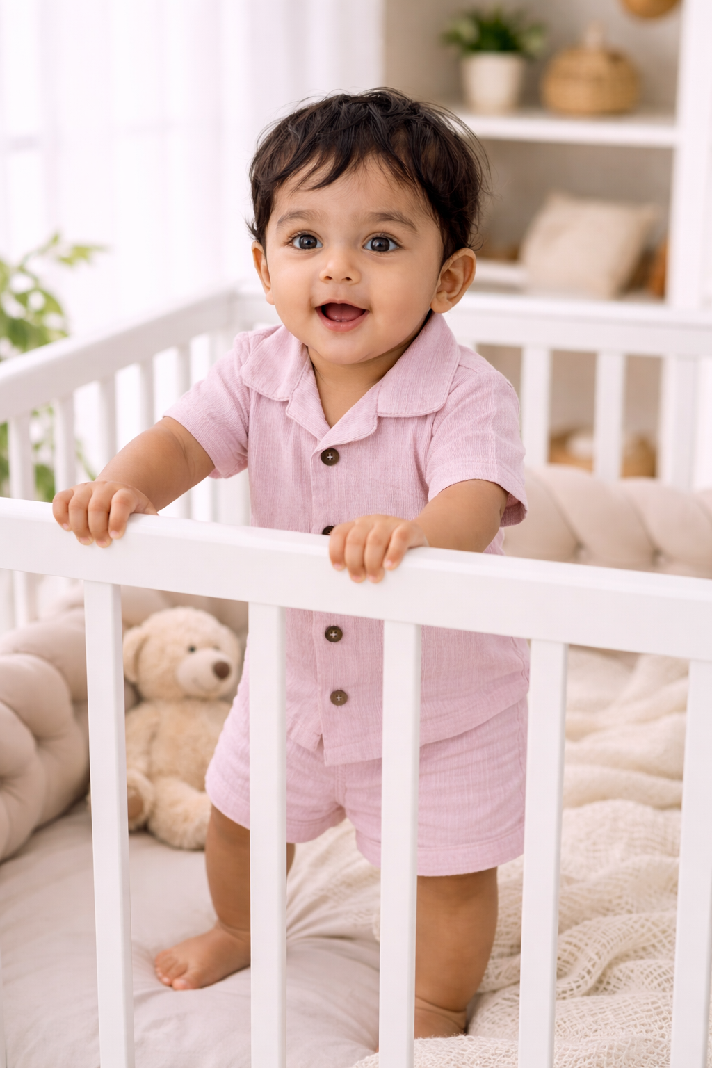 Lavender Dreams – Lavender Solid Cotton Night Suit | 6–12 Months