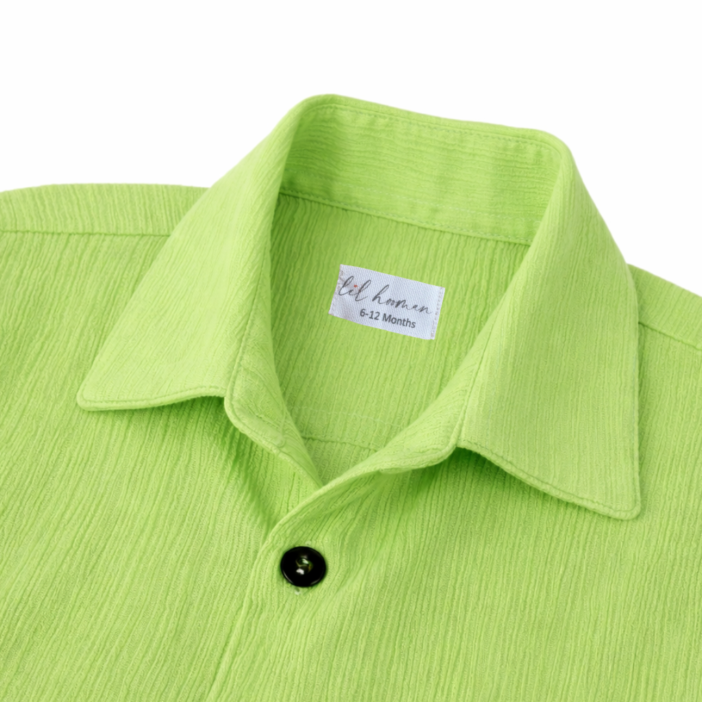 Lil Sprout – Green Solid Cotton Night Suit | 6–12 Months
