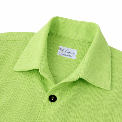 Lil Sprout – Green Solid Cotton Night Suit | 6–12 Months
