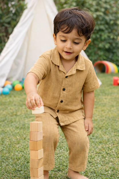 Lil Latte – Beige Solid Cotton Night Suit | 2–3 Years