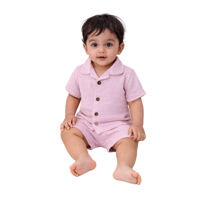Lavender Dreams – Lavender Solid Cotton Night Suit | 6–12 Months