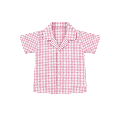 Pink Picnic – Pink Woven Gingham Cotton Night Suit | 12–18 Months