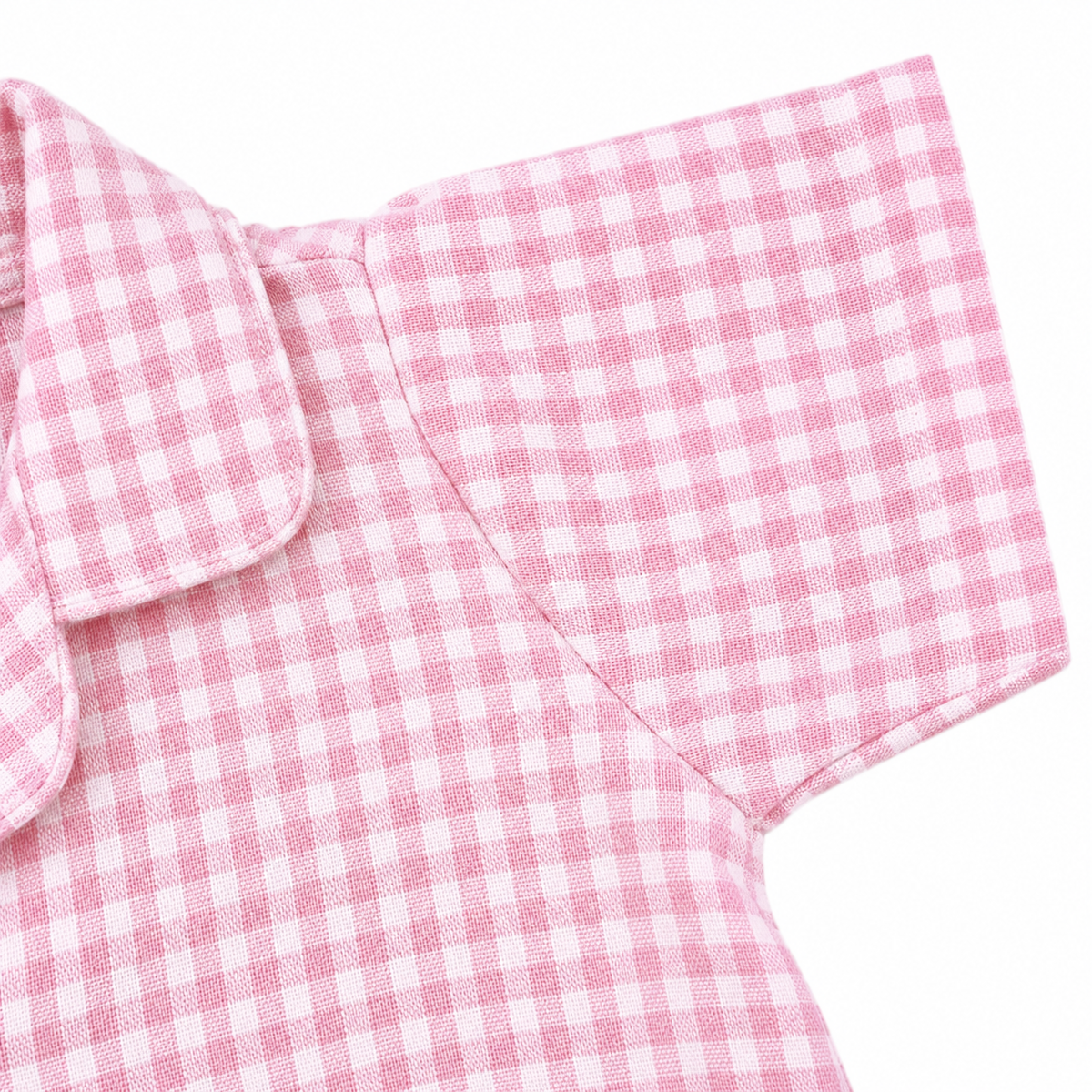 Pink Picnic – Pink Woven Gingham Cotton Night Suit | 12–18 Months