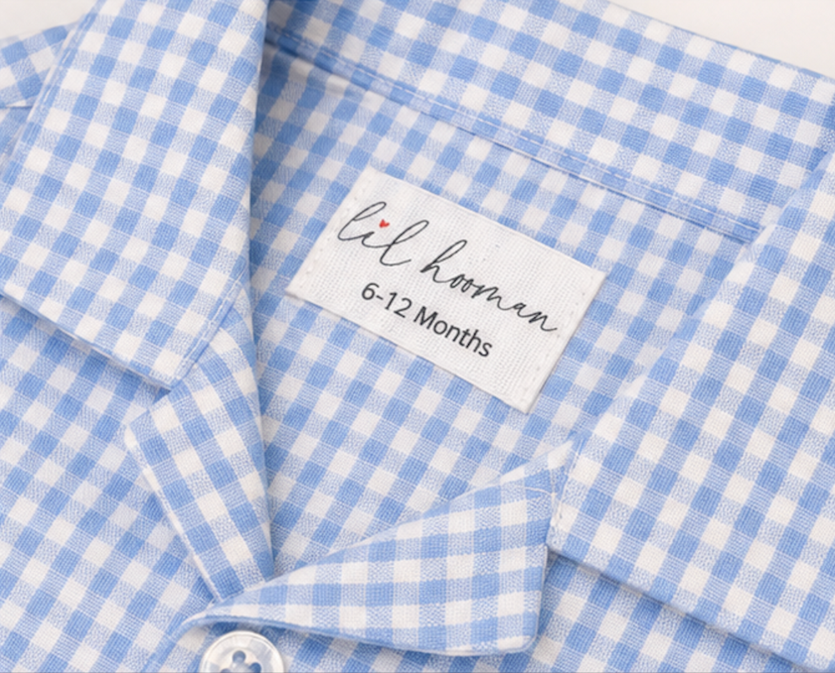 Blue-a-Boo – Blue Woven Gingham Cotton Night Suit | 6–12 Months
