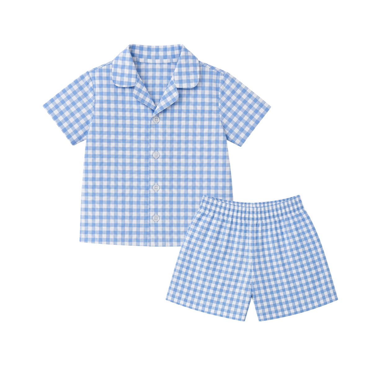 Blue-a-Boo – Blue Woven Gingham Cotton Night Suit | 12–18 Months