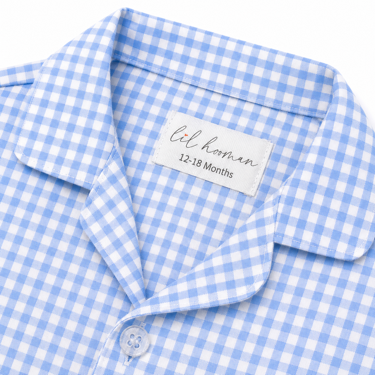 Blue-a-Boo – Blue Woven Gingham Cotton Night Suit | 12–18 Months