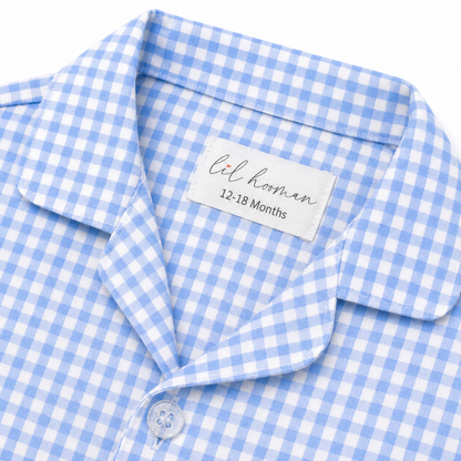 Blue-a-Boo – Blue Woven Gingham Cotton Night Suit | 12–18 Months