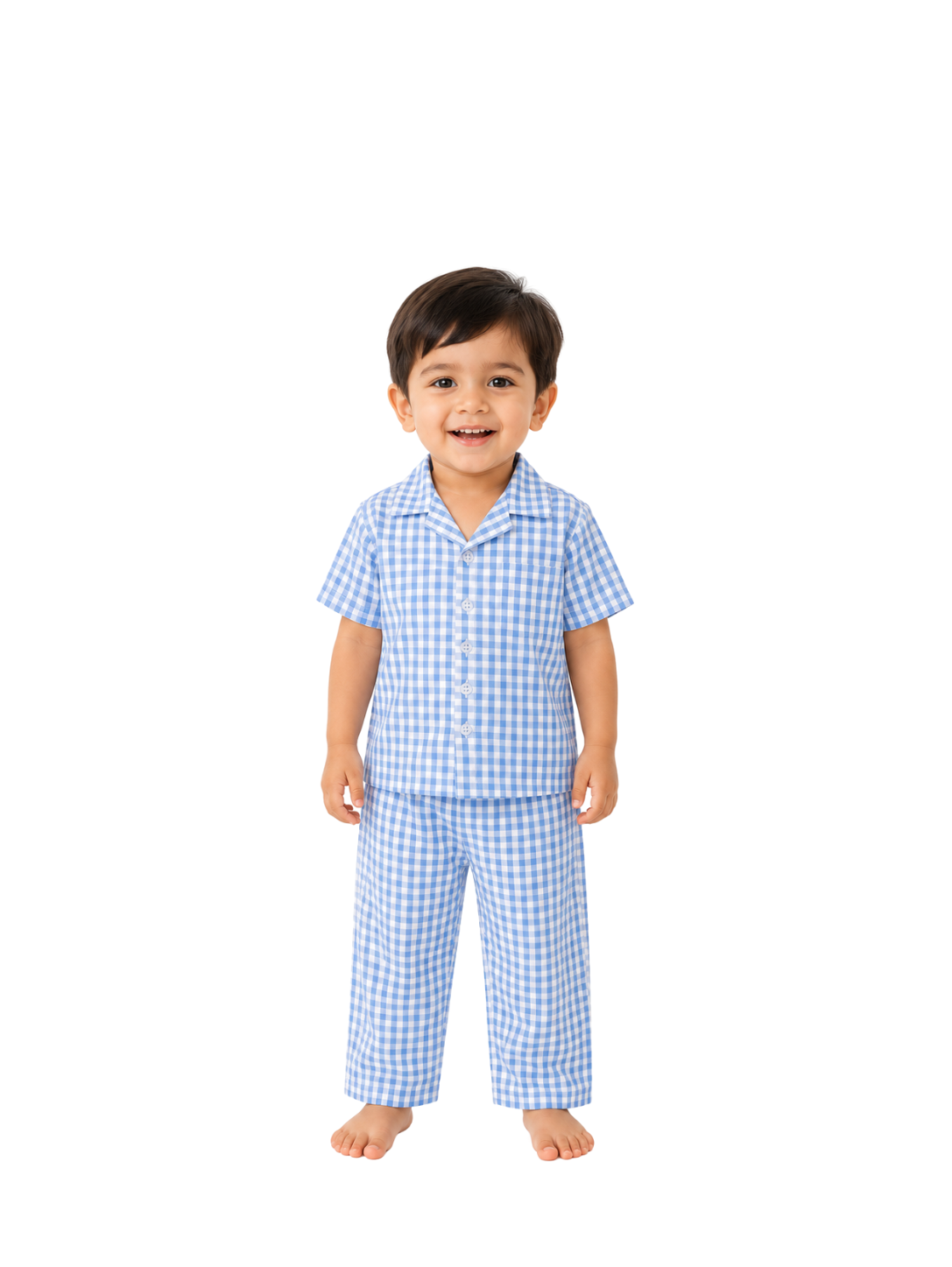 Blue-a-Boo – Blue Woven Gingham Cotton Night Suit | 2–3 Years