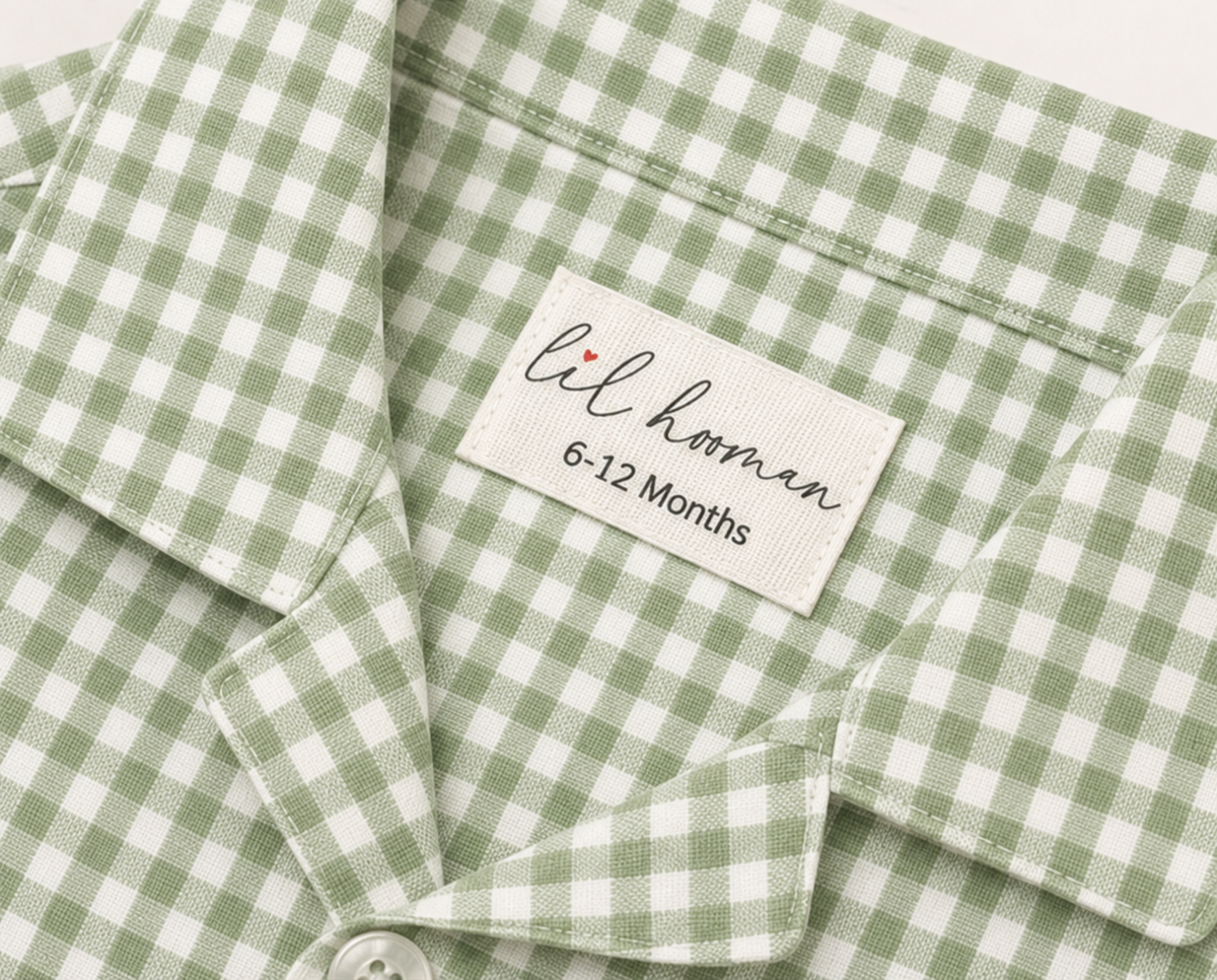Lil Meadow – Green Woven Gingham Cotton Night Suit | 6–12 Months