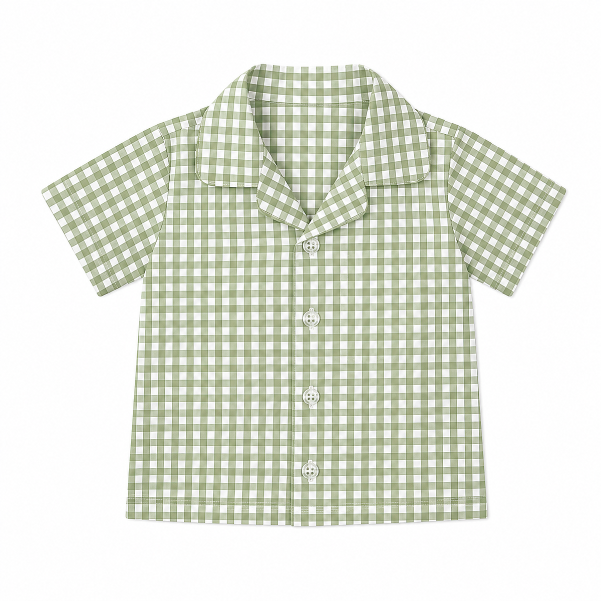 Lil Meadow – Green Woven Gingham Cotton Night Suit | 12–18 Months