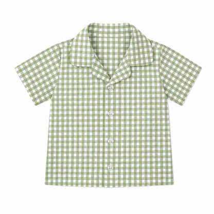 Lil Meadow – Green Woven Gingham Cotton Night Suit | 12–18 Months