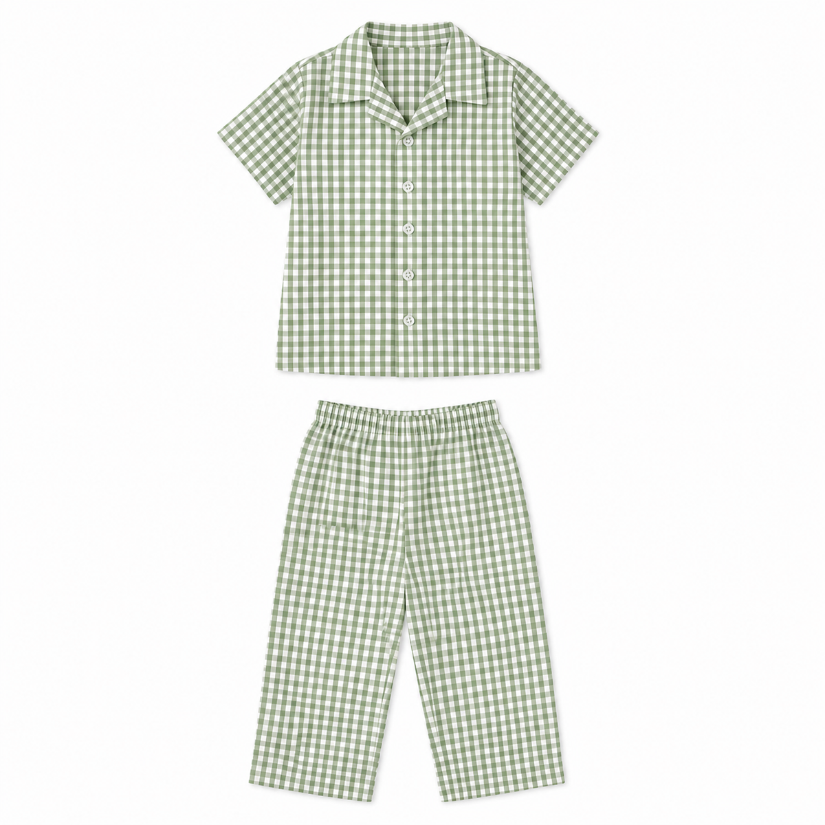 Lil Meadow – Green Woven Gingham Cotton Night Suit | 2–3 Years