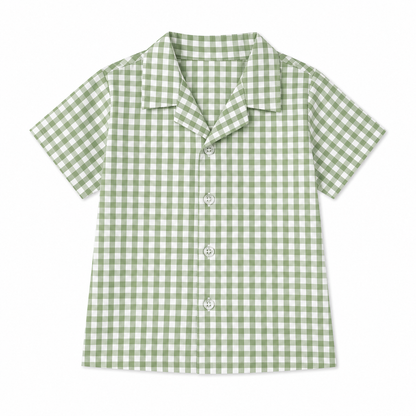 Lil Meadow – Green Woven Gingham Cotton Night Suit | 2–3 Years