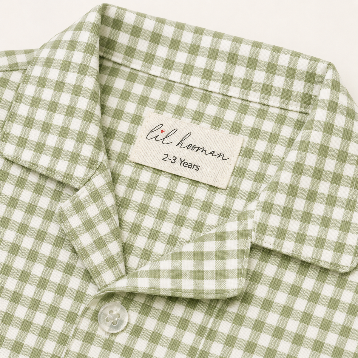 Lil Meadow – Green Woven Gingham Cotton Night Suit | 2–3 Years